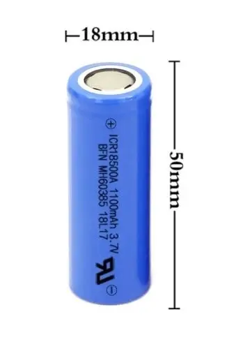 18500 3.7V 1100mAh Li-Ion Rechargeable Battery