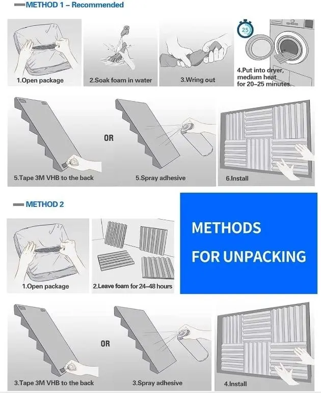 12 Acoustic Soundproof Foam Sound Absorbing Panels 30x30x2.5cm