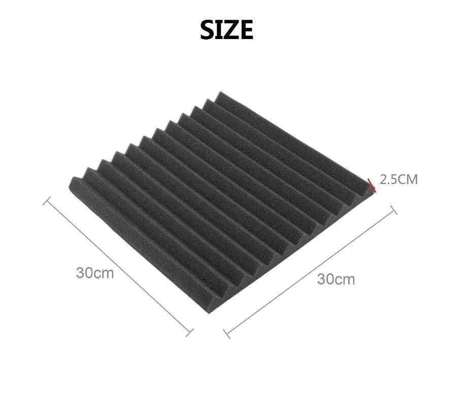 96 Acoustic Soundproof Foam Sound Absorbing Panels 30x30x2.5cm