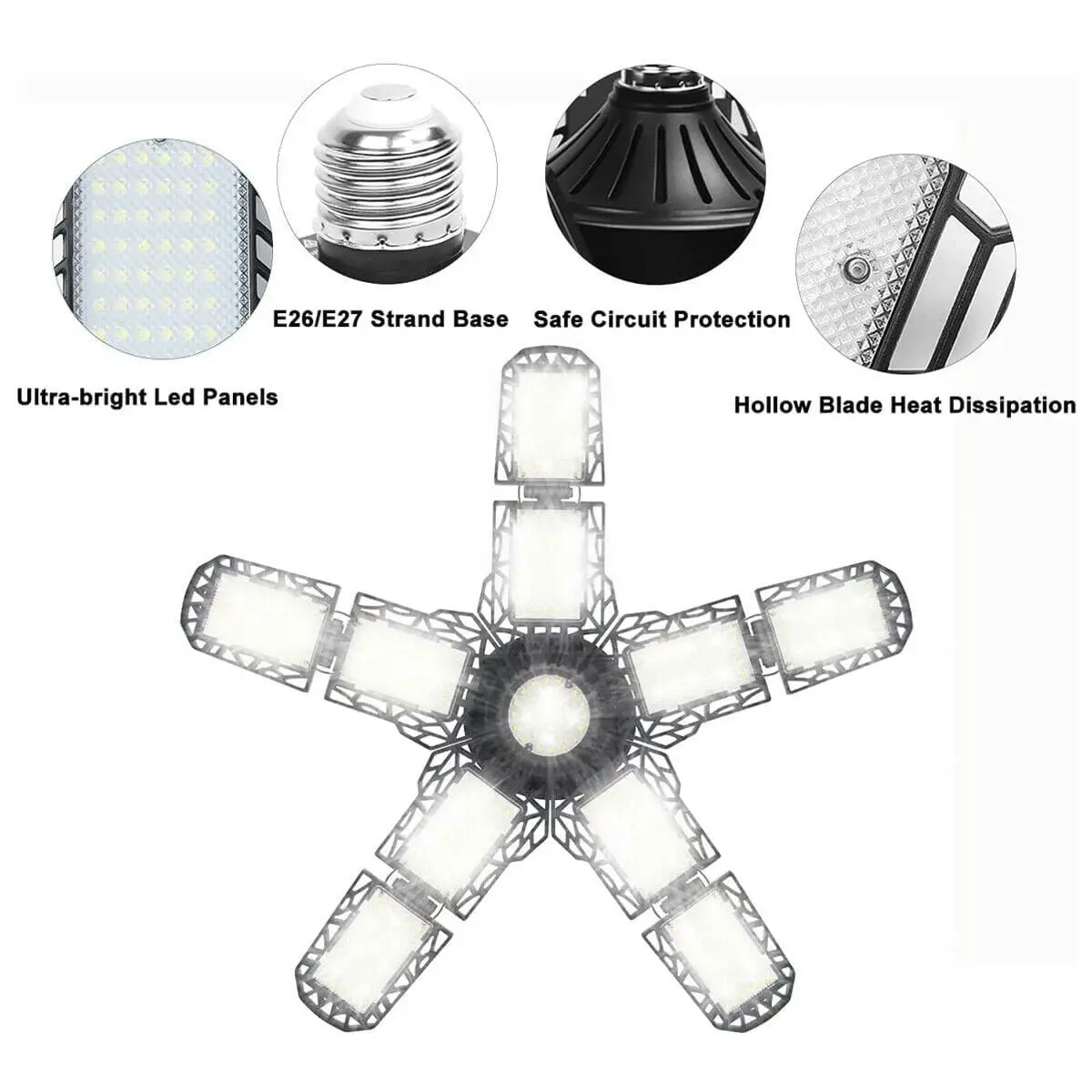 180W Super Bright LED Garage Light Deformable Ceiling Lights Workshop Shop