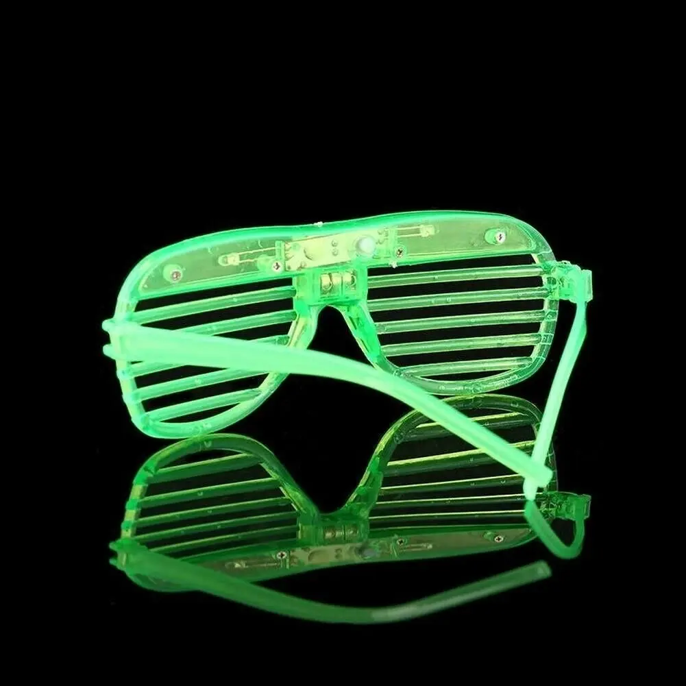 Green LED Glasses Light Up Shutter Shades Sunglasses Glow In The Dark Neon Party Toys