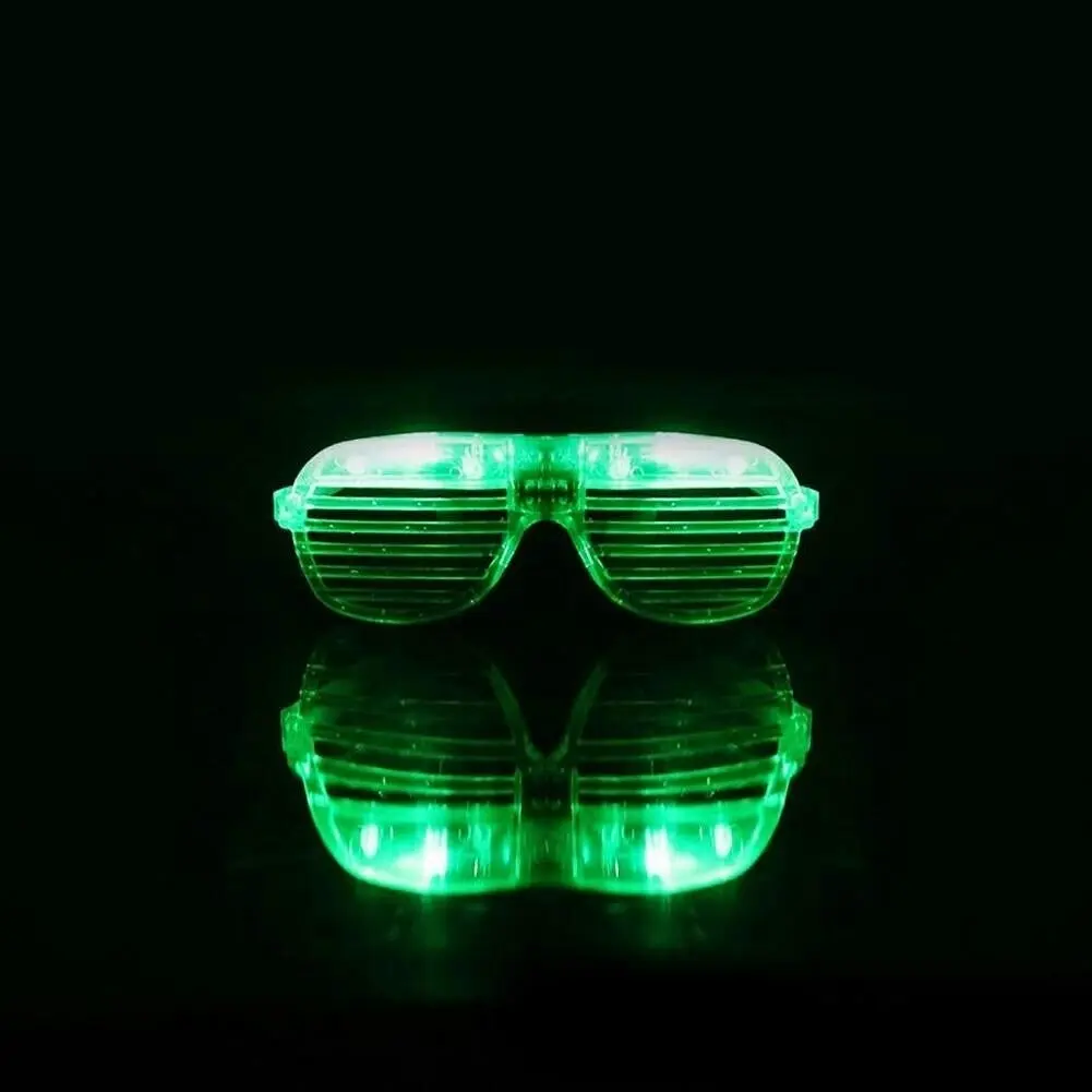 Green LED Glasses Light Up Shutter Shades Sunglasses Glow In The Dark Neon Party Toys