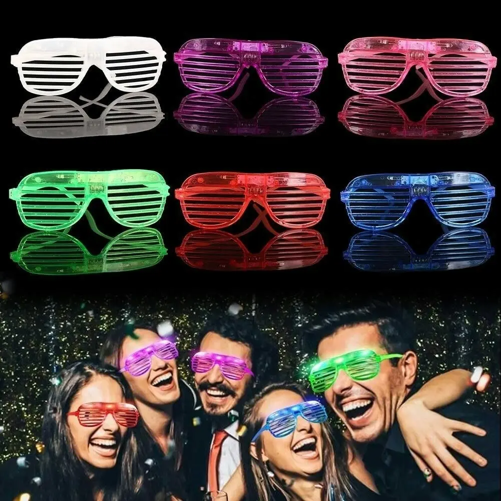 Green LED Glasses Light Up Shutter Shades Sunglasses Glow In The Dark Neon Party Toys