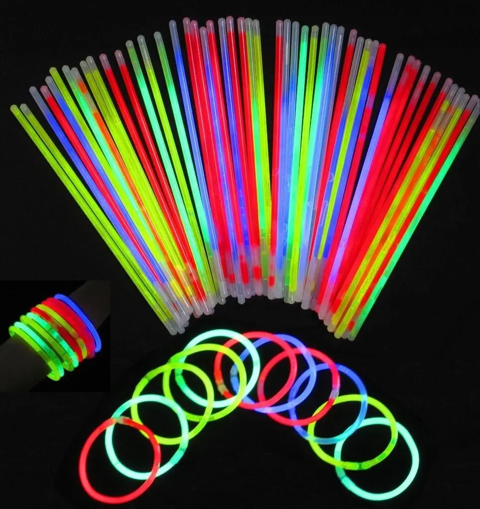 100 Mixed Colour Glow Sticks Bracelets Party Glow In the Dark Glowsticks