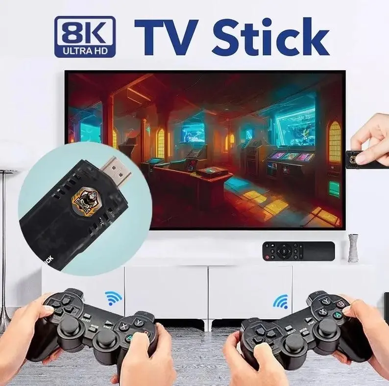 8K Video Quad-core Android TV Box 10000+ Game Console Retro Stick Dual System