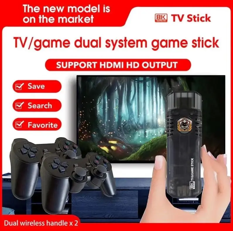 8K Video Quad-core Android TV Box 10000+ Game Console Retro Stick Dual System