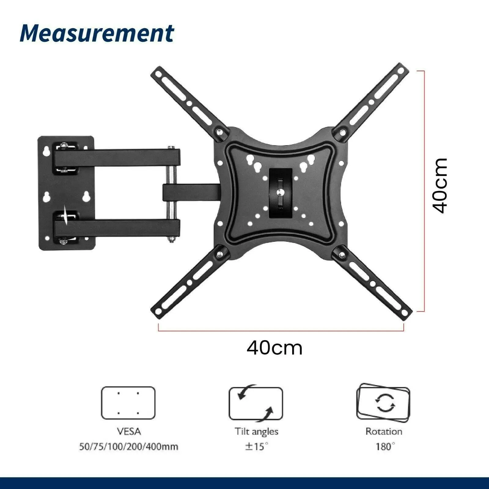 Full Motion TV Wall Mount Bracket Swivel Tilt 32 37 40 42 50 52 55 Inch LED LCD