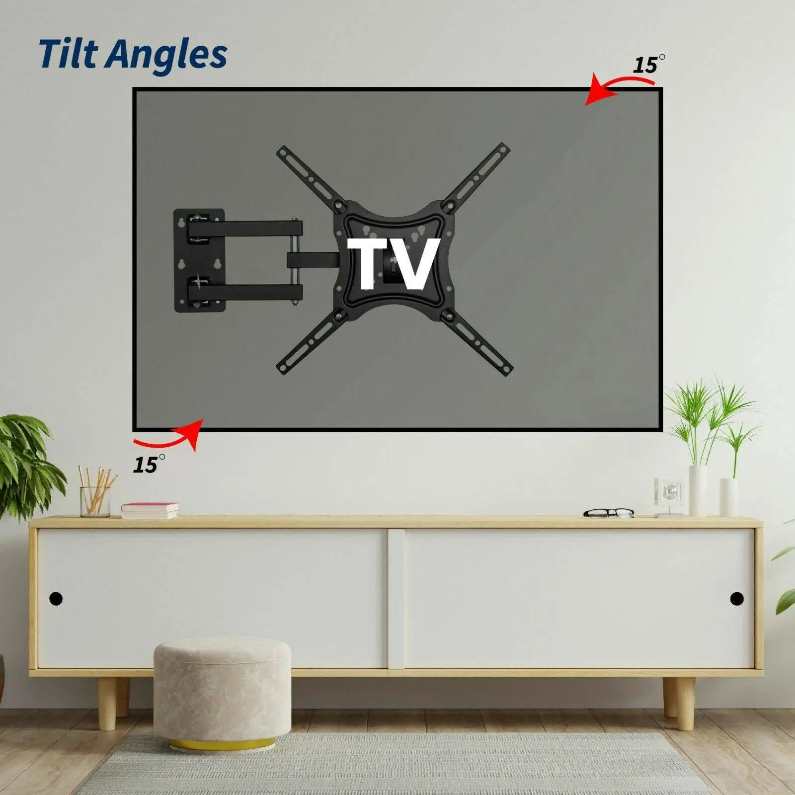 Full Motion TV Wall Mount Bracket Swivel Tilt 32 37 40 42 50 52 55 Inch LED LCD