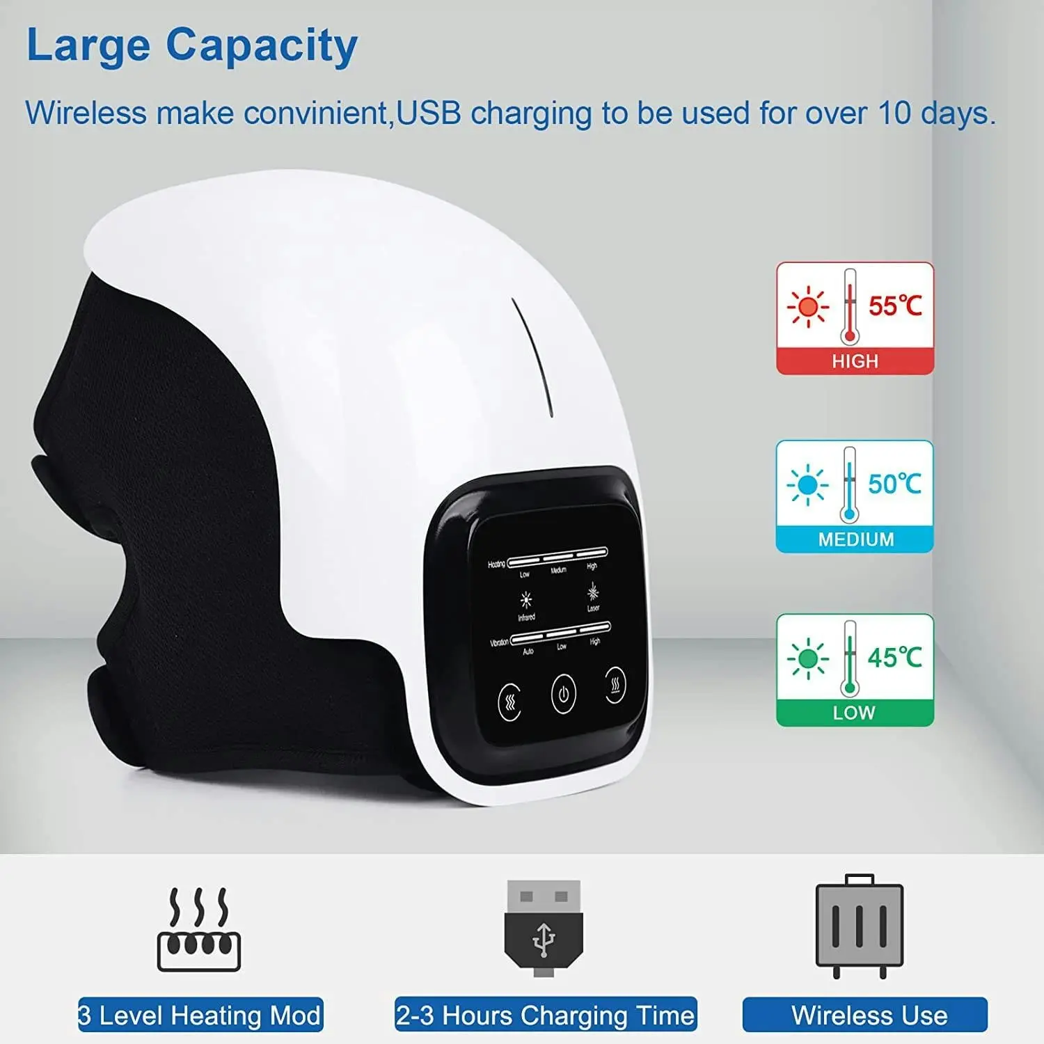 Smart Knee Massager with LED Screen, & Heat | Massage for Pain Injury, Swelling and Stiffness