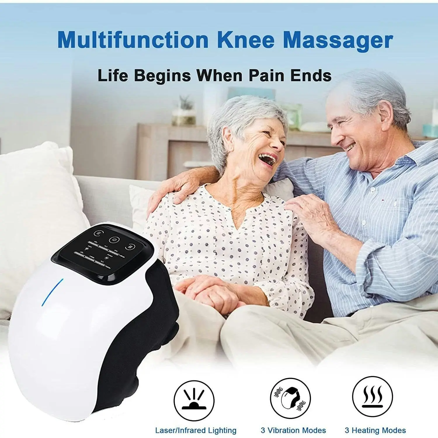 Smart Knee Massager with LED Screen, & Heat | Massage for Pain Injury, Swelling and Stiffness