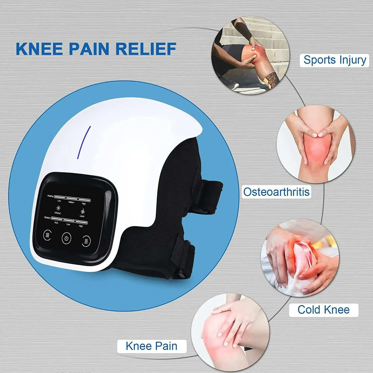 Smart Knee Massager with LED Screen, & Heat | Massage for Pain Injury, Swelling and Stiffness