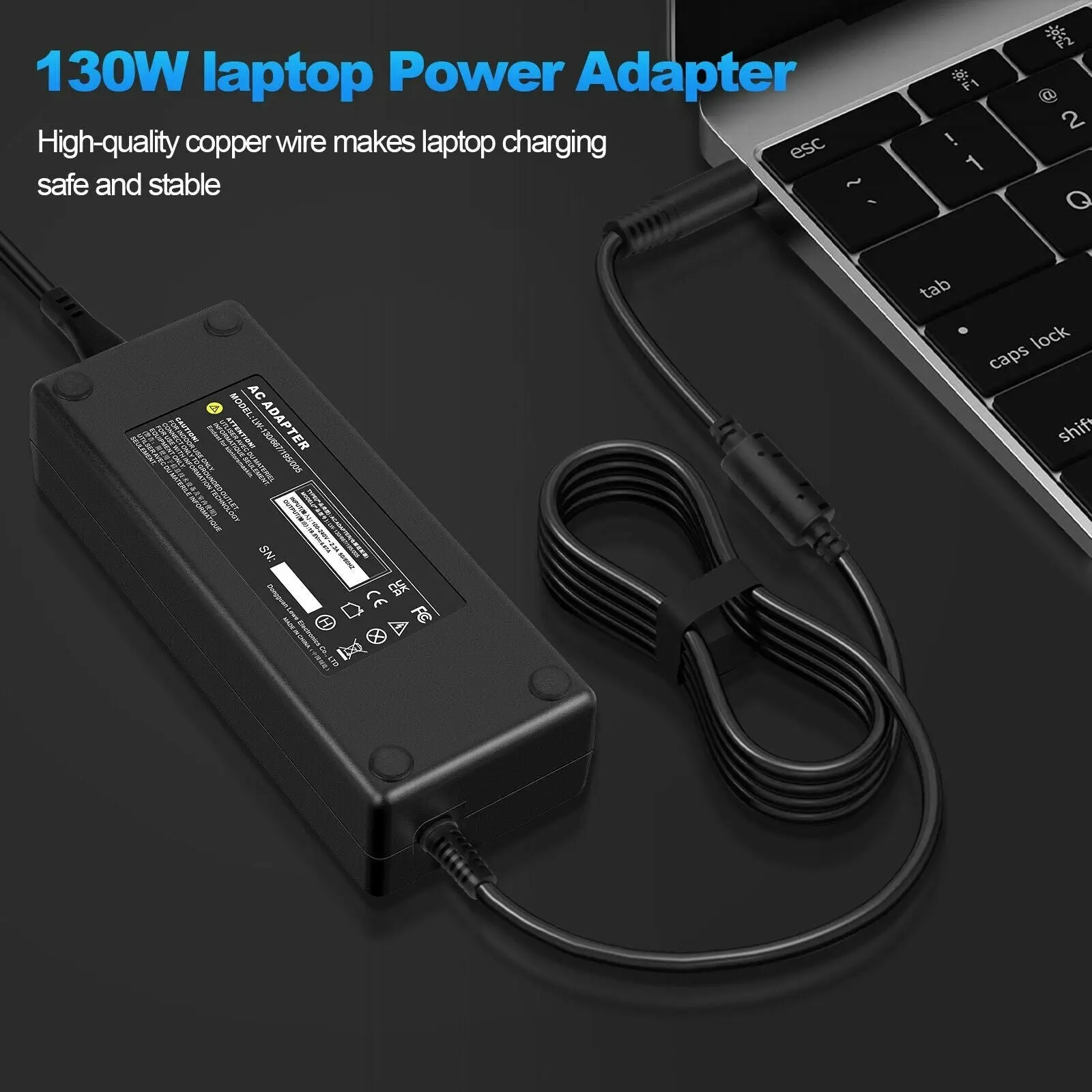 [130W] Power AC Adapter Charger 4.5x3.0mm | For Dell XPS 15 7590 Inspiron