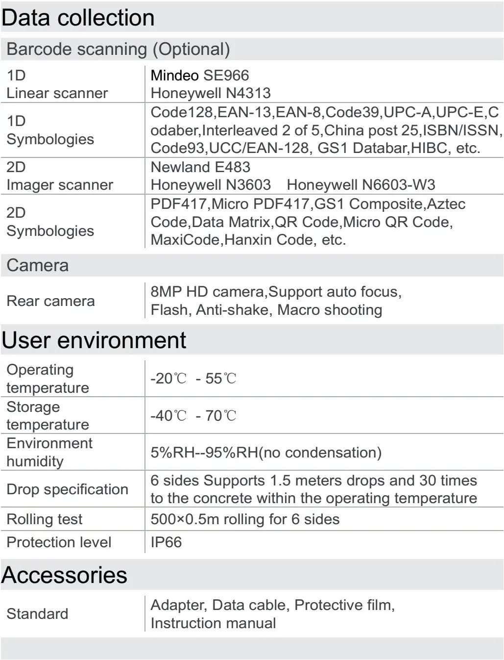 T80 Handheld Terminal Device PDA Barcode Scanner - Bluetooth, WiFi, WLAN