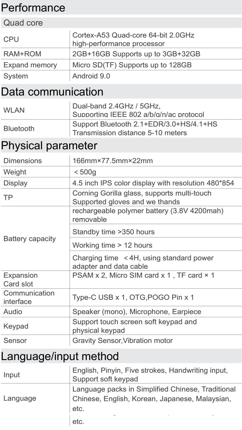 T80 Handheld Terminal Device PDA Barcode Scanner - Bluetooth, WiFi, WLAN