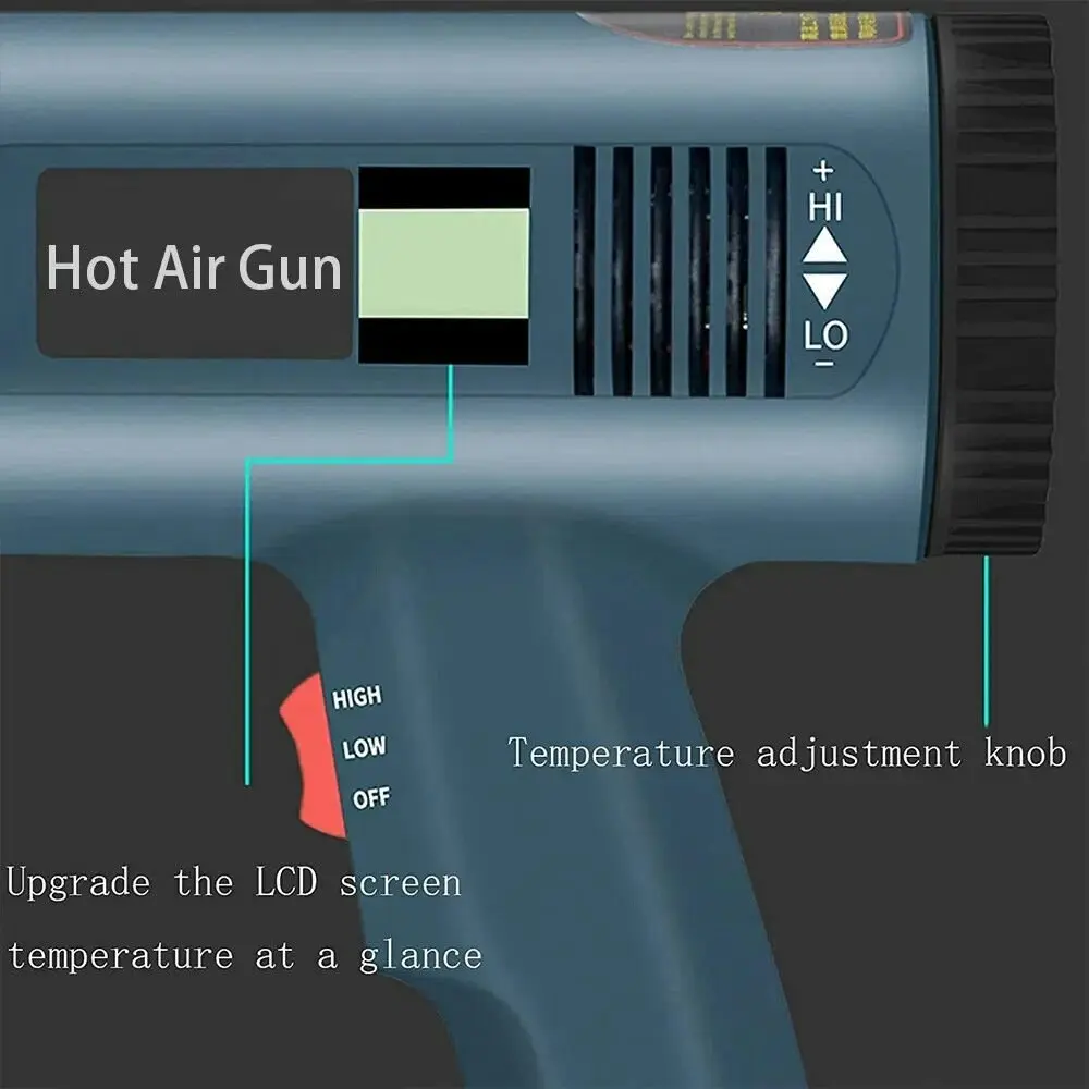 Digital Heat Gun Hot Air Heating Tool Kit Crafts Heat Shrink Wrap Paint 2000W