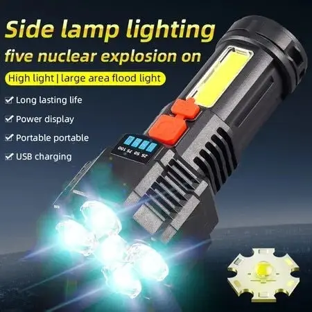 LED Super Bright Flashlight, Rechargeable Outdoor Multi-Functional Waterproof Led