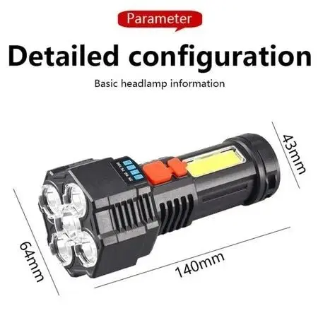 LED Super Bright Flashlight, Rechargeable Outdoor Multi-Functional Waterproof Led