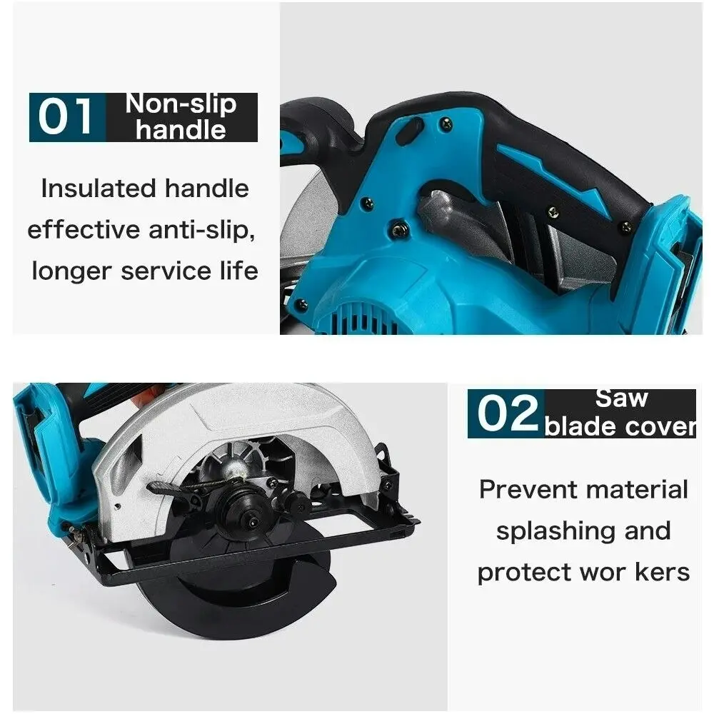 7'' Circular Saw 185mm Cordless Brushless Wood Cutting (works with Makita 18v Battery)