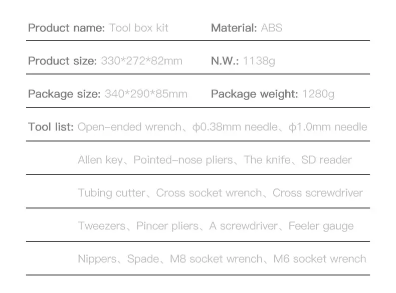 Creality 3D Printer Tool Box Kit