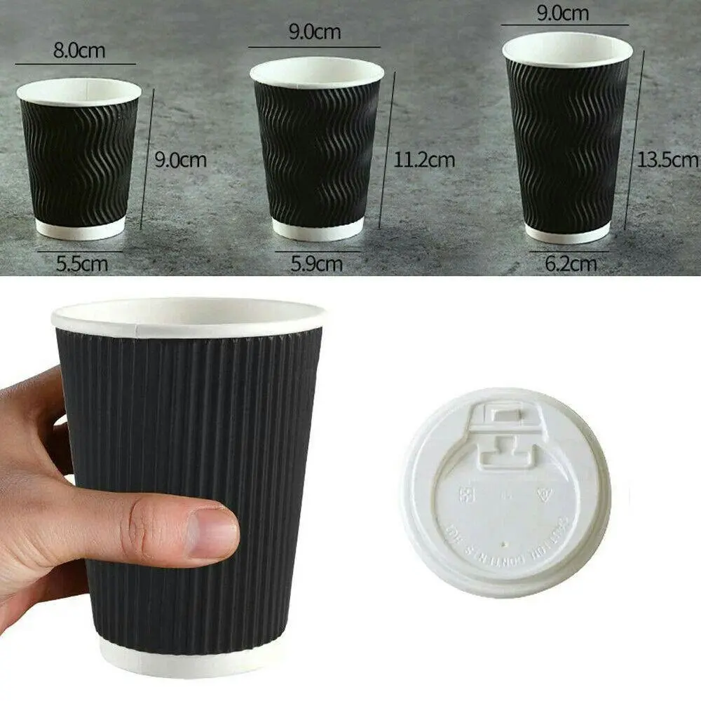 16oz (Large) 100pcs Disposable Coffee Cups Bulk Takeaway Paper Triple Wall Take Away