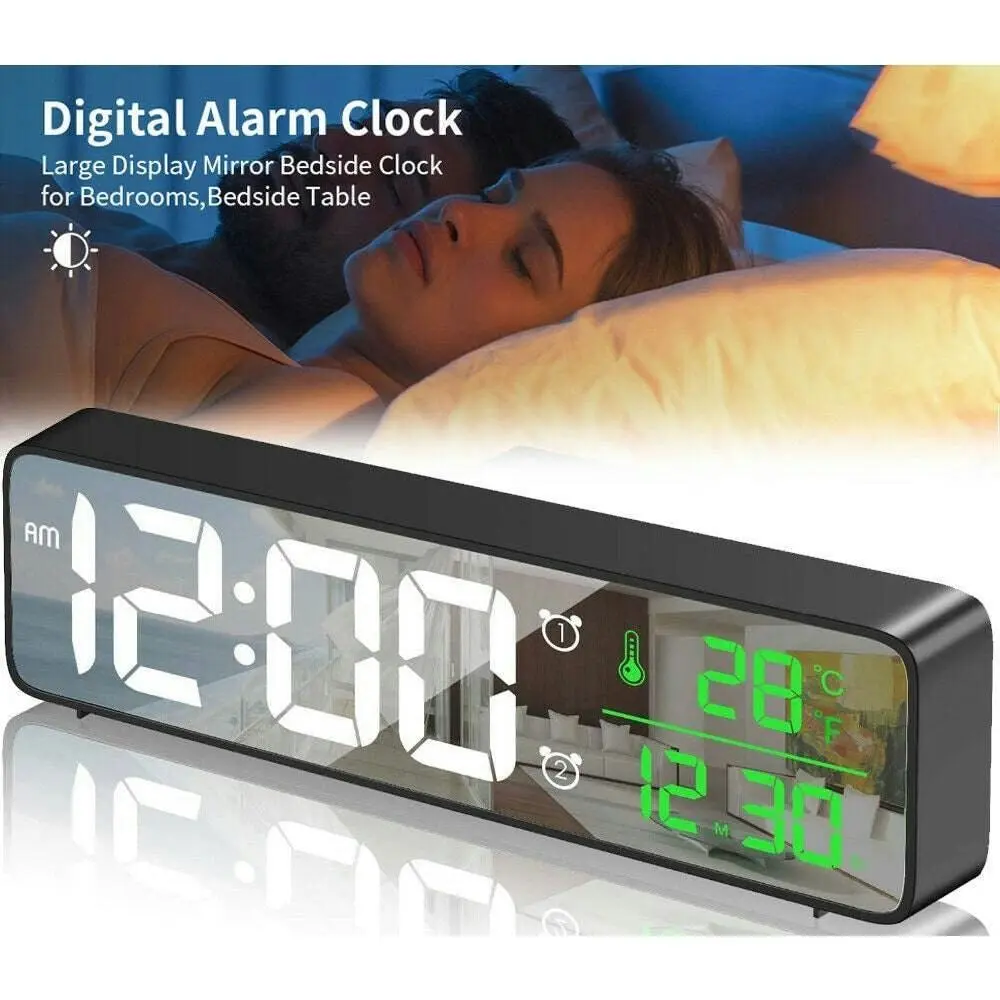 Table Clock with Temperature & Alarm | Modern Home Decor