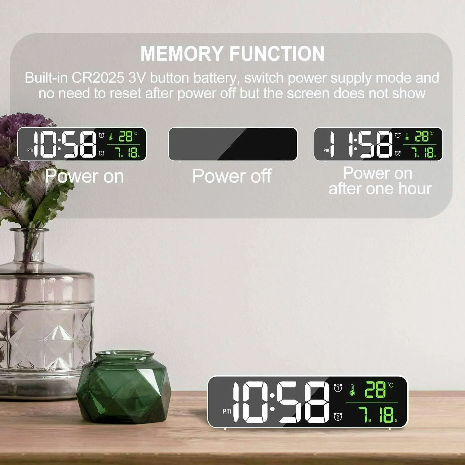 Table Clock with Temperature & Alarm | Modern Home Decor