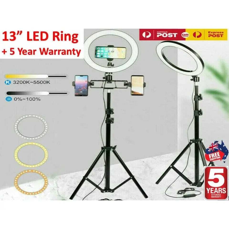 13" LED Ring Light Dimmable Lighting Kit Phone Selfie Tripod Stand Youtube Live