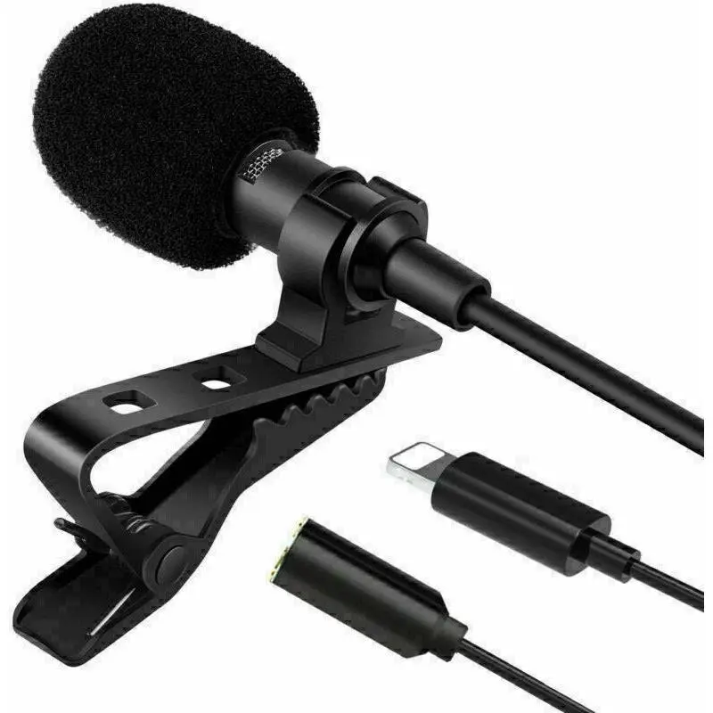 Lapel Lavalier Mic For iPhone 14 13 12 XS XR X 11 Pro 8 7 For YouTube Video Recording Microphone