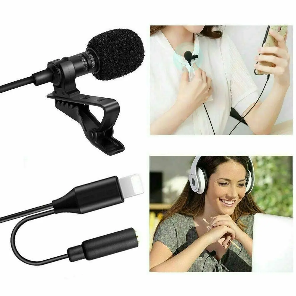 Lapel Lavalier Mic For iPhone 14 13 12 XS XR X 11 Pro 8 7 For YouTube Video Recording Microphone