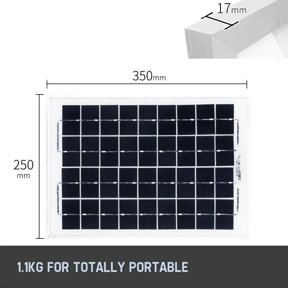 10W Solar Panel Kit 12V Power Caravan Camping Battery Charging Home Garden