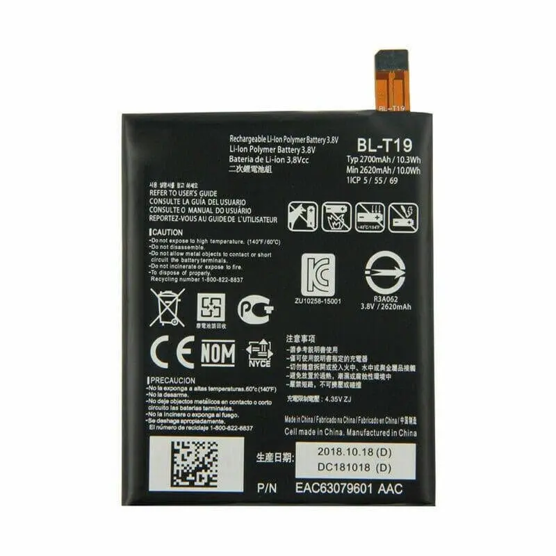 Replacement Battery for LG Google Nexus 5x Battery H790 H791 H798 BL-T19 2700mAh