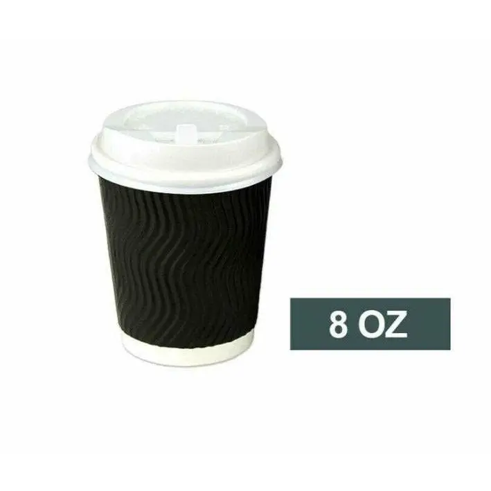 8oz (Small) 50pcs Disposable Coffee Cups Bulk Takeaway Paper Triple Wall Take Away