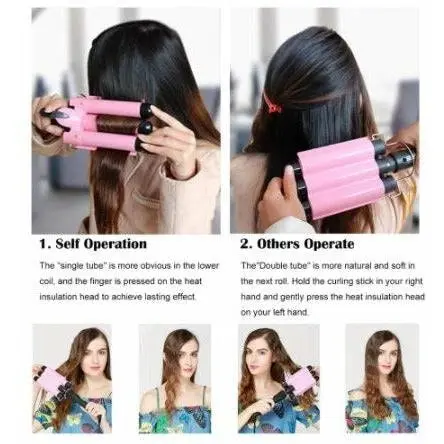 Triple 3 Barrel Ceramic Hair Curler Curling Iron Salon Styler Crimper Waver Hot [25mm]