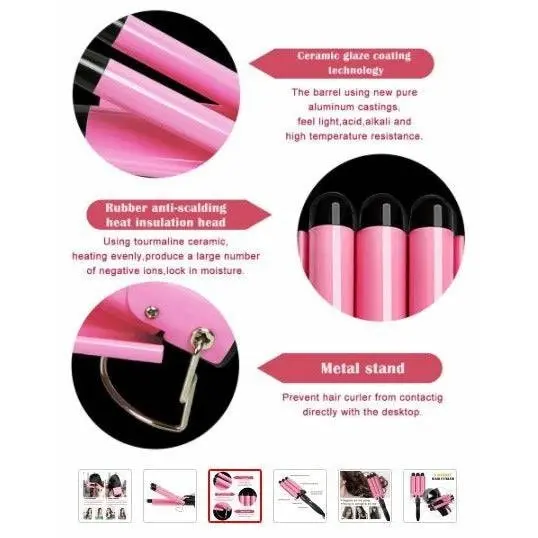 Triple 3 Barrel Ceramic Hair Curler Curling Iron Salon Styler Crimper Waver Hot [25mm]