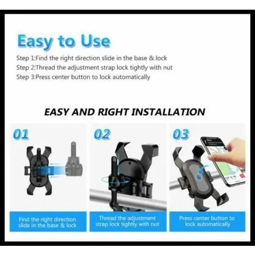 Phone Holder 360o Bike Handlebar Mount Rotation for Motorcycle Bicycle MTB Pram