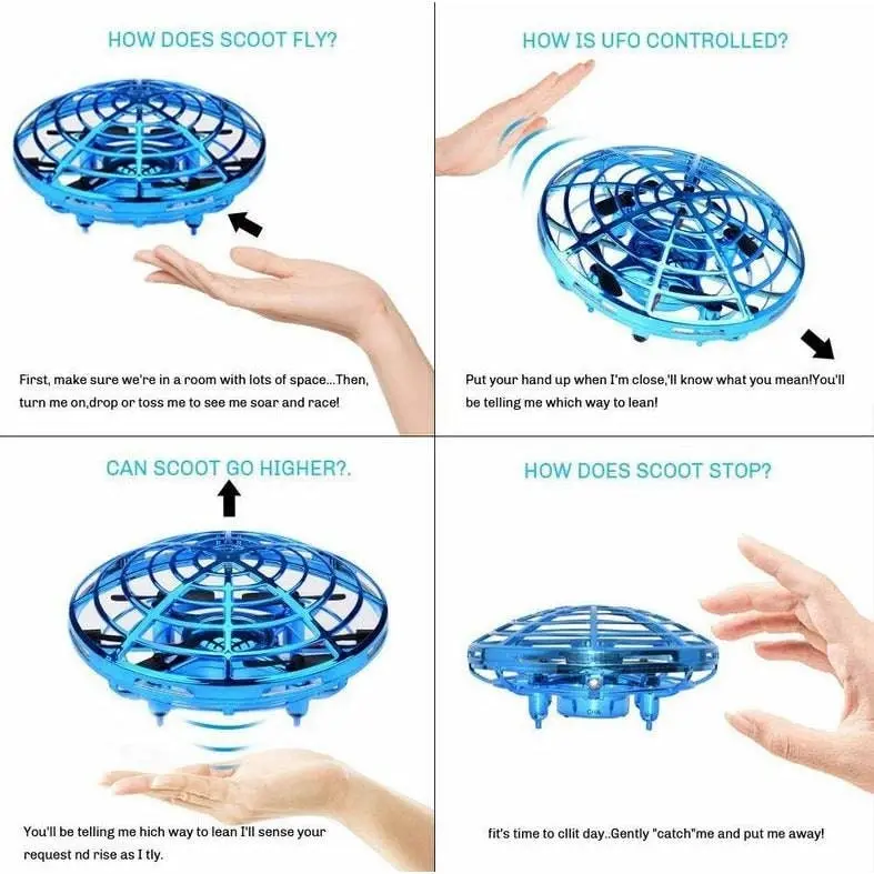 Mini Drone Quad Induction UFO Flying Toy Hand-Controlled RC Kids