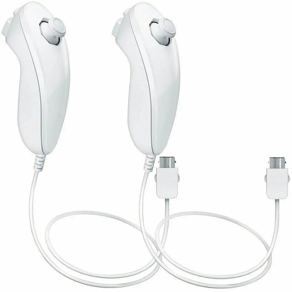 [2 Pack] 2in1 Built-in Motion Plus Remote Compatible Nunchuck Controller For Nintendo Wii