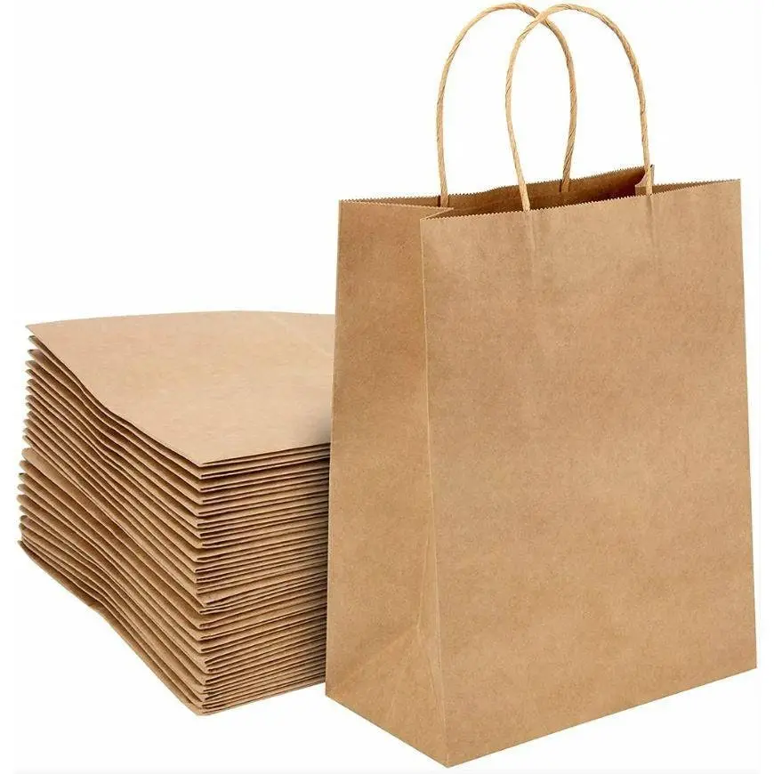 XLarge | 50 Pack Paper Carry Bags (Brown)