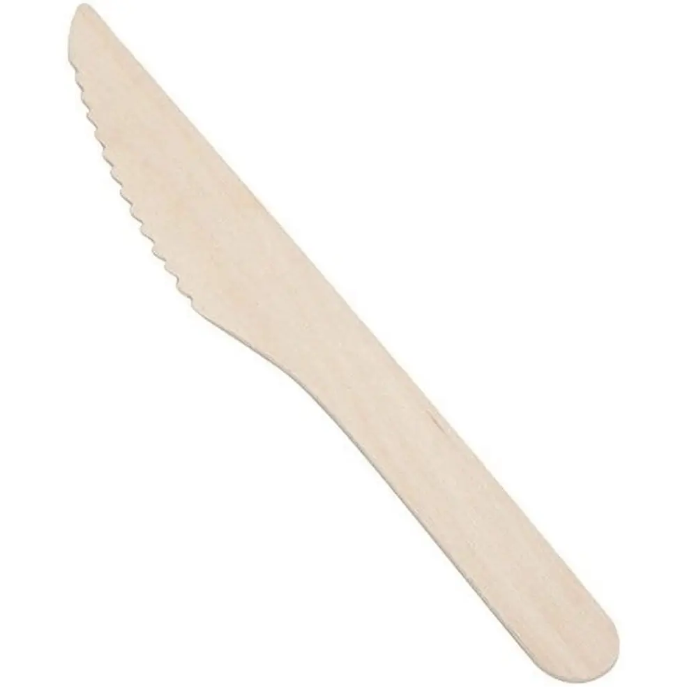 100 Pack | Disposable Wooden Knife All-Natural, Eco-Friendly, Biodegradable, and Compostable