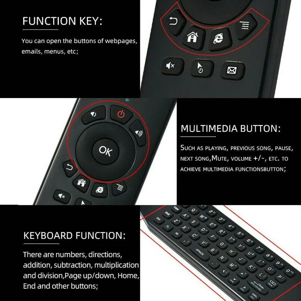 Wireless Remote Control Keyboard Air Mouse 2.4G For XBMC Android TV Box Mini PC