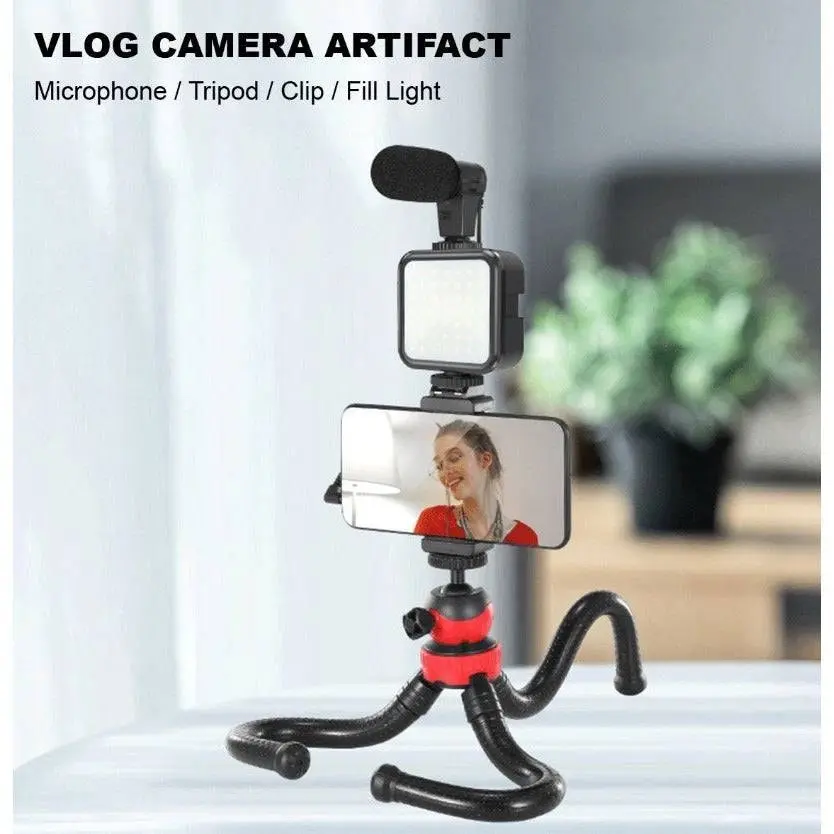 04LM Vlogging Kit LED Light Mobile Vlog Phone Video Selfie Stand Gorilla Tripod