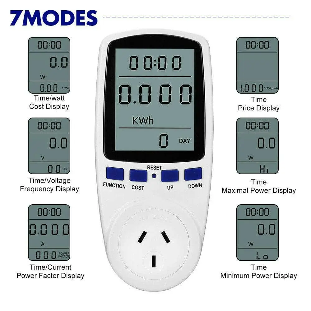 Power Energy Consumption Watt Meter Electricity Usage Monitor Equipment 240V