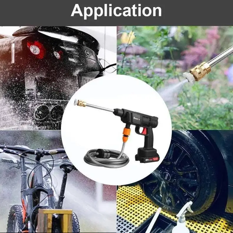 High Pressure Wireless Cordless Car Washer Gun W/ Hose & 88V Battery Spray Cleaner