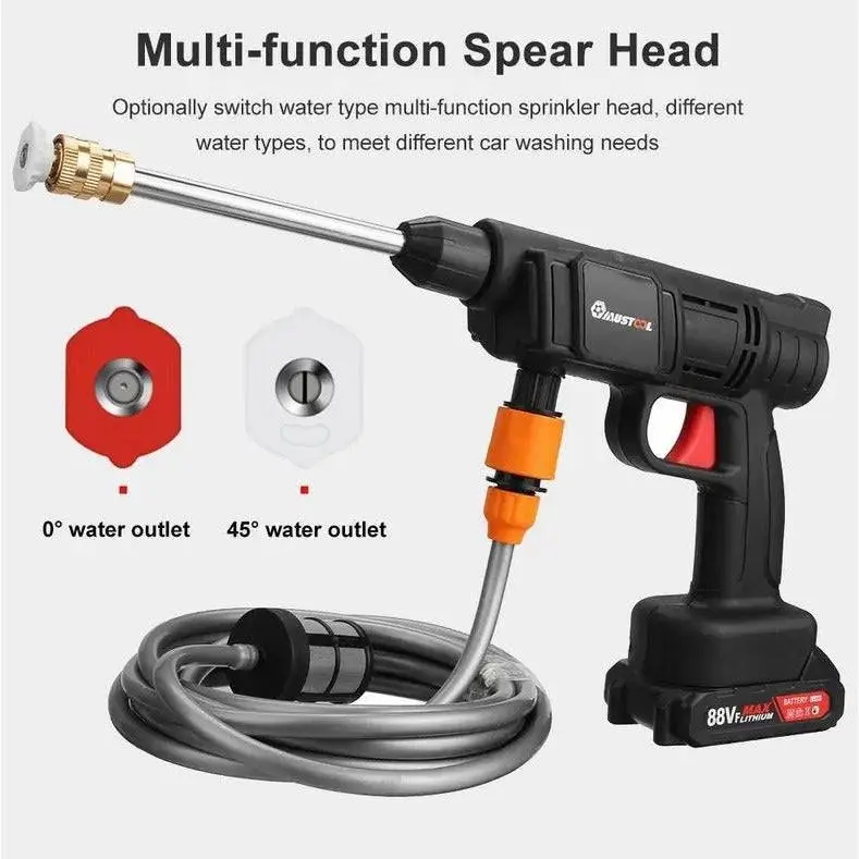 High Pressure Wireless Cordless Car Washer Gun W/ Hose & 88V Battery Spray Cleaner