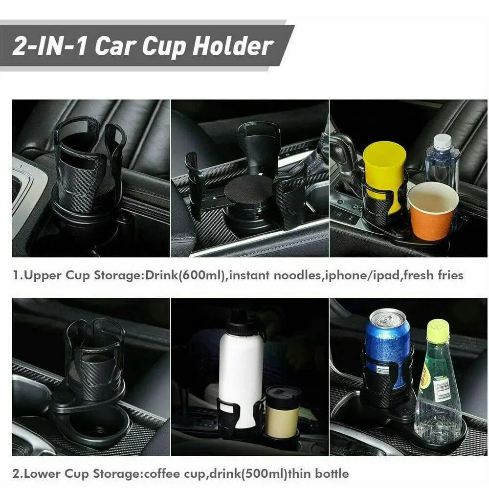 Adjustable 2in1 Car Seat Cup Holder Bottle Drink Coffee Storage Water Bottle