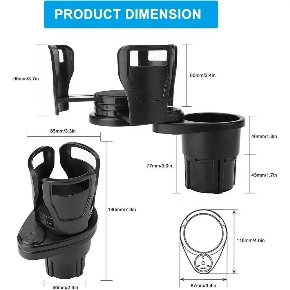 Adjustable 2in1 Car Seat Cup Holder Bottle Drink Coffee Storage Water Bottle