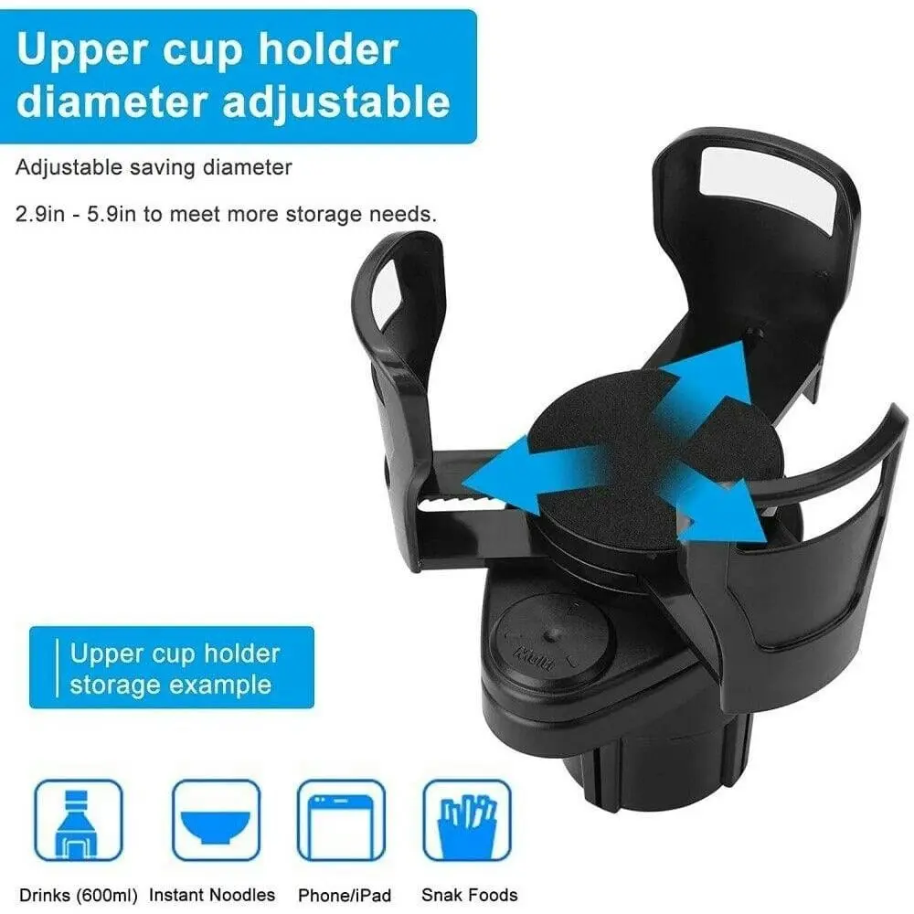 Adjustable 2in1 Car Seat Cup Holder Bottle Drink Coffee Storage Water Bottle