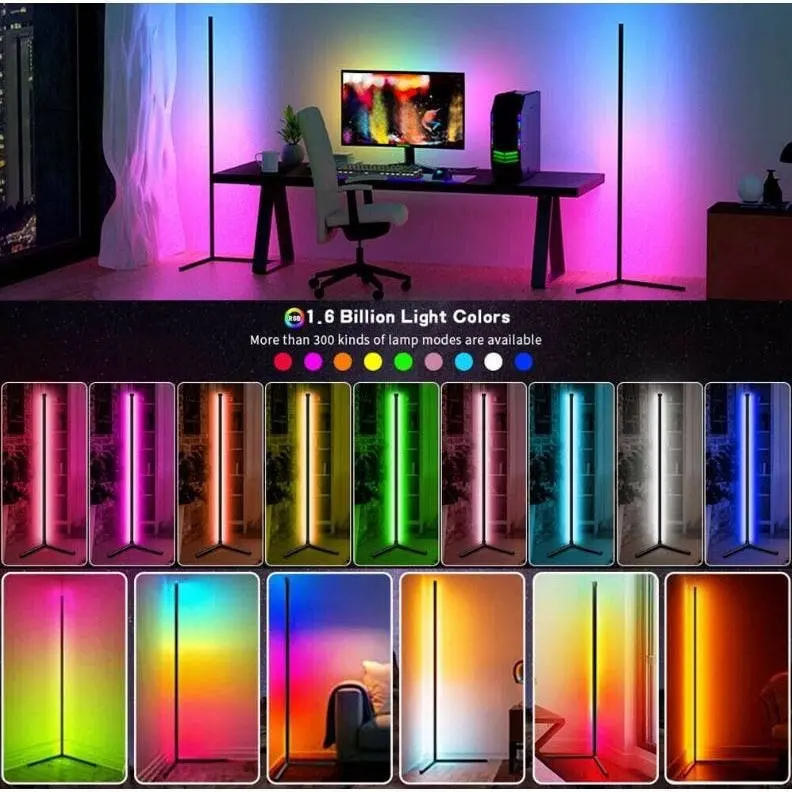 RGB LED Floor Corner Lamp Light Stand Bluetooth Streaming Gaming Decoration