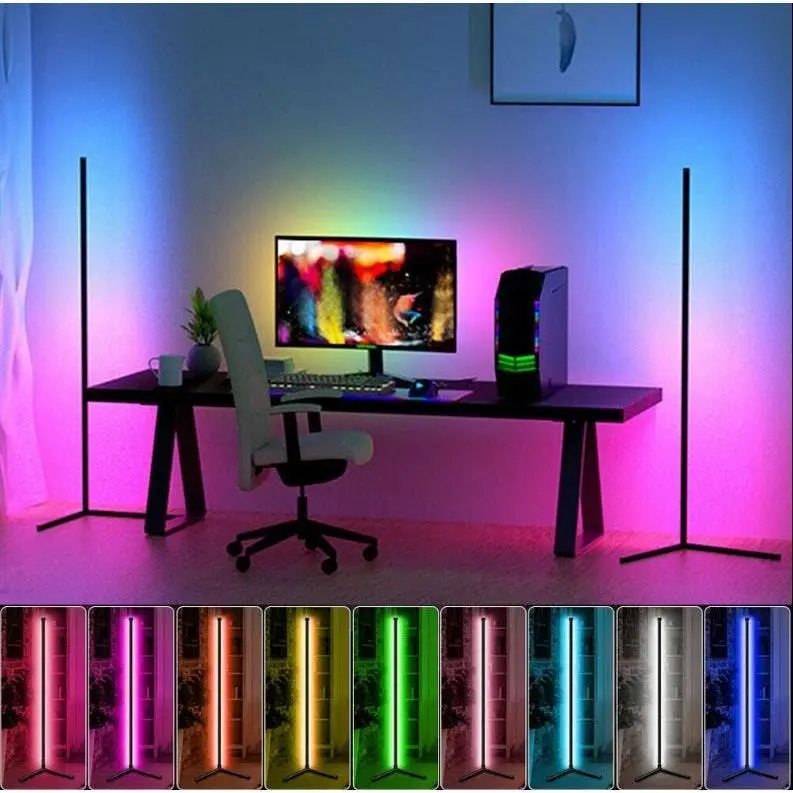 RGB LED Floor Corner Lamp Light Stand Bluetooth Streaming Gaming Decoration