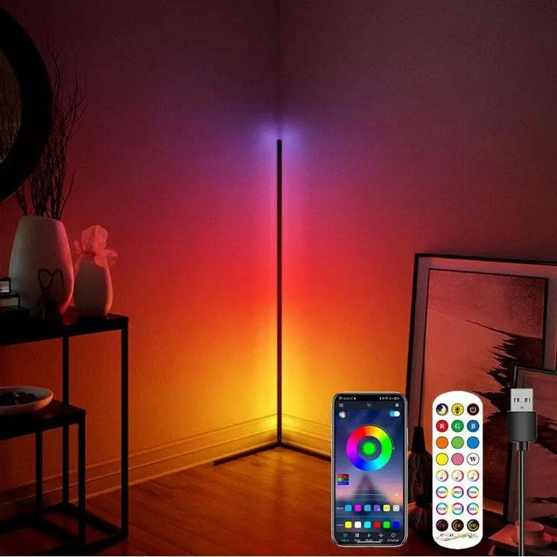 RGB LED Floor Corner Lamp Light Stand Bluetooth Streaming Gaming Decoration